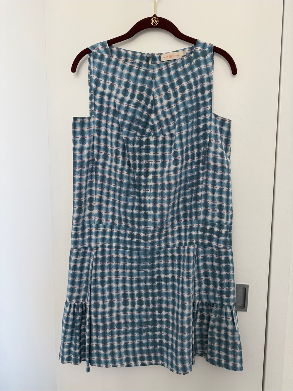 Tory Burch Blue Sleeveless Mini Tie-Dye Shift Dress Silk 2 EUC